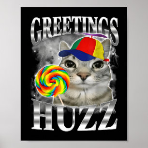 Affiche Chat Lollipop Mème Salutations Huzz Drôle Silly Ca