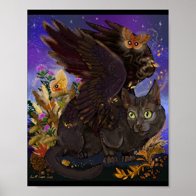 Affiche Chat magique de l'automne du corbeau (Devant)