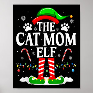Affiche Chat Maman Elf Xmas Drôle Chats Amoureux Noël Ca