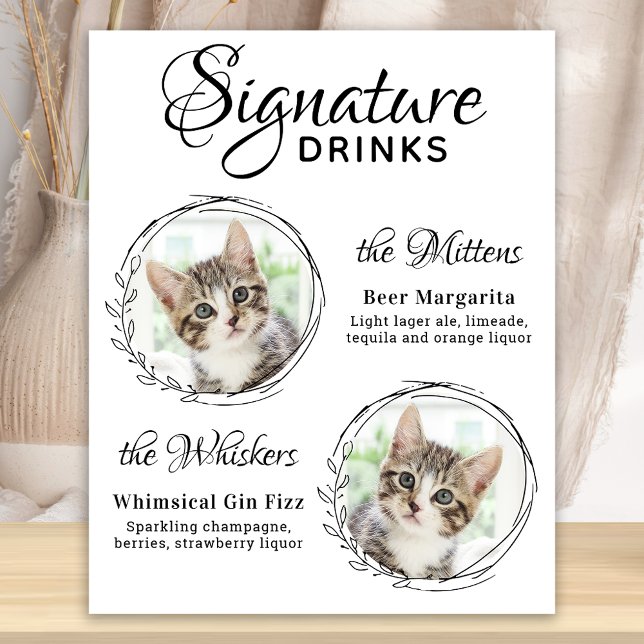 Affiche Chat Mariage Signature Boissons 2 Animaux de compa (Créateur téléchargé)