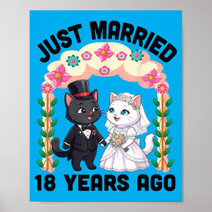 Affiche Chat Marié Il Y a 18 Ans Anniversaire de Mariage