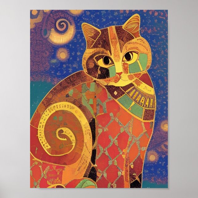 Affiche Chat marocain mosaïque voix chic (Devant)