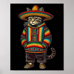 Affiche Chat mexicain drôle sombrero ja Cinco De Mayo Chat