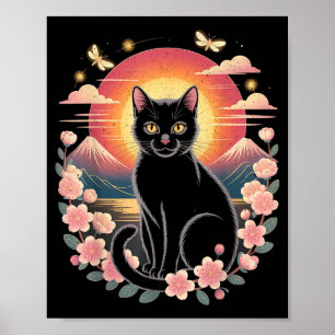 Affiche Chat Mignon Anime Japonais Rétro Hommes Femmes Enf