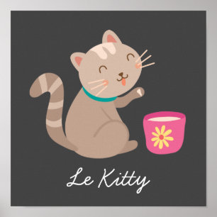 Affiche Chat mignon avec dessin animé Le Kitty