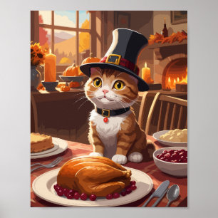 Affiche Chat mignon avec Thanksgiving Turquie