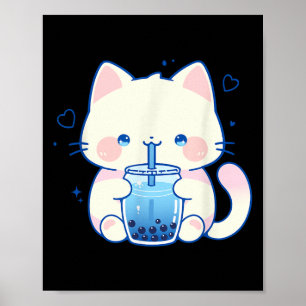 Affiche Chat Mignon Boba Japonais Fille Anime Esthétique M