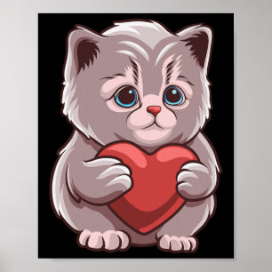 Affiche Chat mignon câlinant la Saint-Valentin Kitty Love