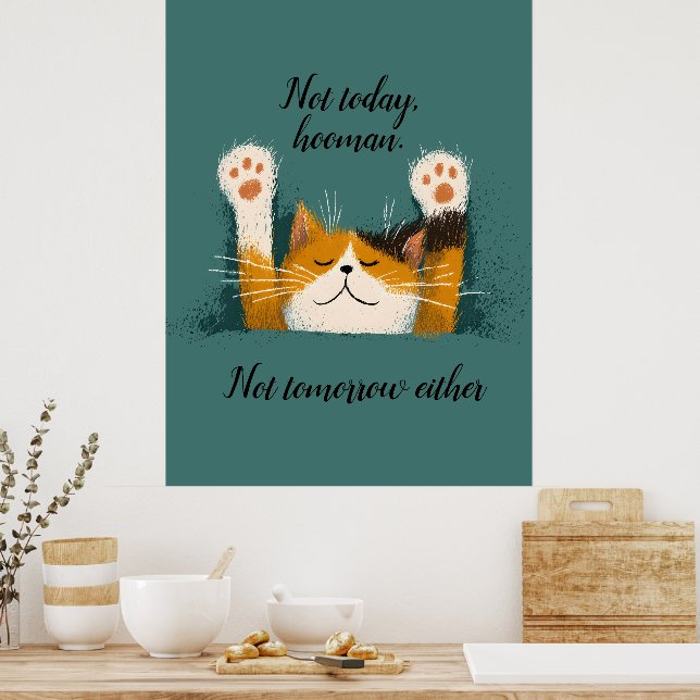 Affiche Chat mignon drôle qui fait la sieste (Cuisine)