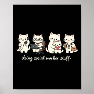 Affiche Chat Mignon Faisant du Travail Social Santé Mental