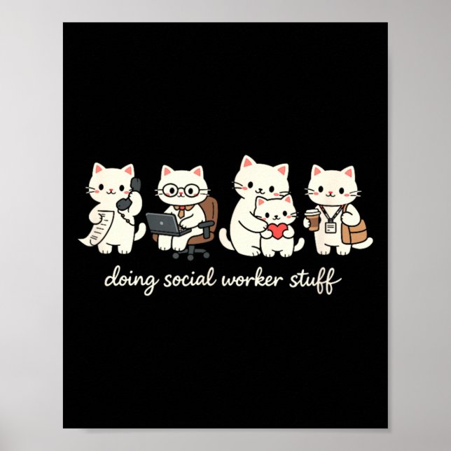 Affiche Chat Mignon Faisant du Travail Social Santé Mental (Devant)
