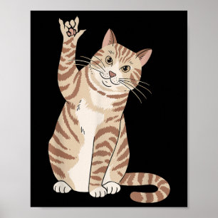 Affiche Chat mignon Ily geste de la main Asl Perte auditiv