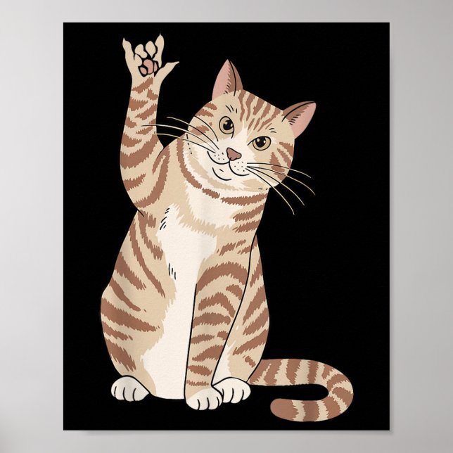 Affiche Chat mignon Ily geste de la main Asl Perte auditiv (Devant)