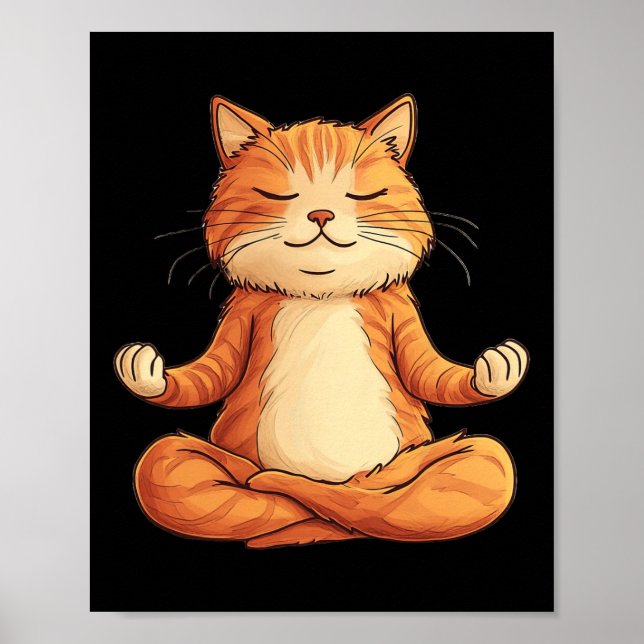 Affiche Chat Mignon Méditant Yoga Hommes Femmes Filles Enf (Devant)