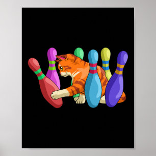 Affiche Chat mignon qui frappe sur les boeufs de quilles K