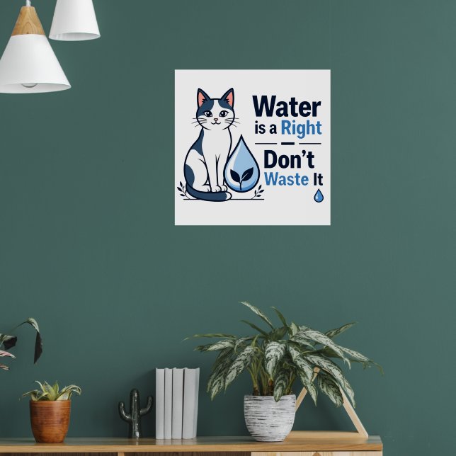 Affiche Chat mignon Sauvegarder l'eau Sensibilisation à l' (Salon 1)
