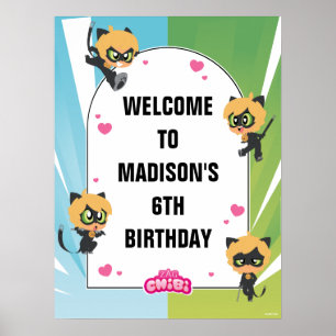 Affiche Chat Miraculeux Noir Chibi Accueil Anniversaire