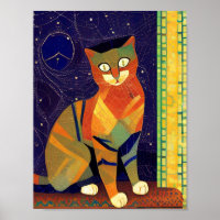 Chat mosaïque marocaine art abstrait chaton coloré