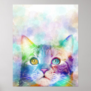 Affiche chat multicolore cat 663