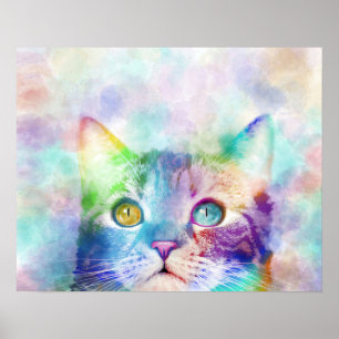 Affiche chat multicolore cat 663