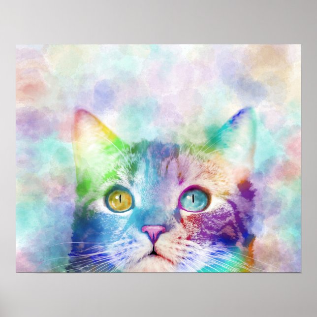 Affiche chat multicolore cat 663 (Devant)