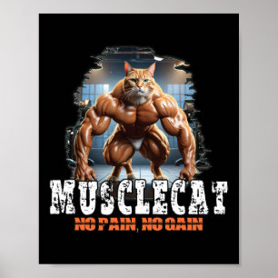 Affiche Chat musculaire - Puissance de la musculation - Pa