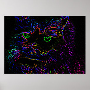 Affiche Chat Neon Glow