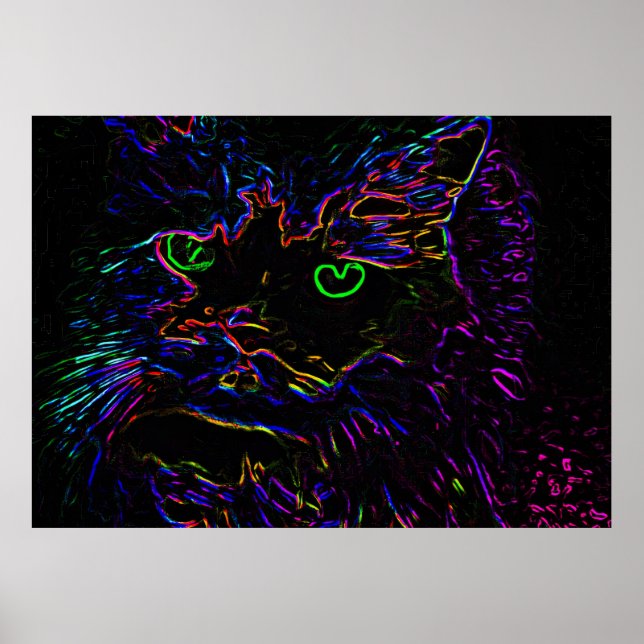 Affiche Chat Neon Glow (Devant)