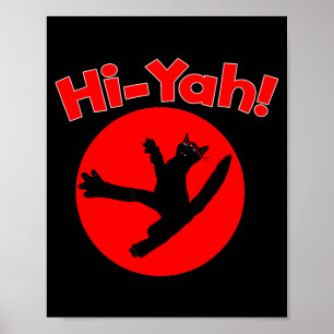 Affiche Chat Ninja Karaté Kiai Arts Martiaux