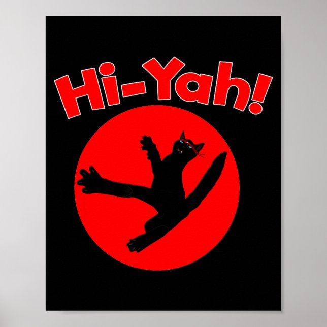 Affiche Chat Ninja Karaté Kiai Arts Martiaux (Devant)