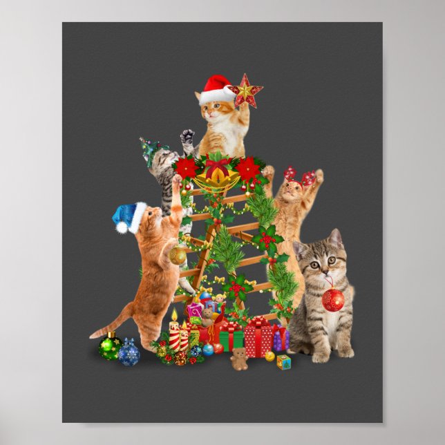 Affiche Chat Noël Arbre Vilaire Noël Chat Maman Chat Papa (Devant)