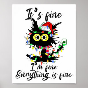 Affiche Chat Noël C'est Bien Je Suis Bien Tout Va Bien