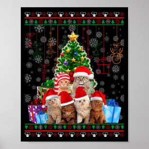 Affiche Chat Noël Drôle laid Femmes Hommes Cadeau de Noël