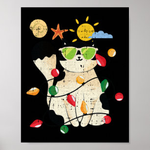 Affiche Chat Noël en juillet Kitten Cool Animal de compagn