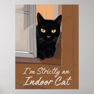 Affiche Chat noir à la fenêtre