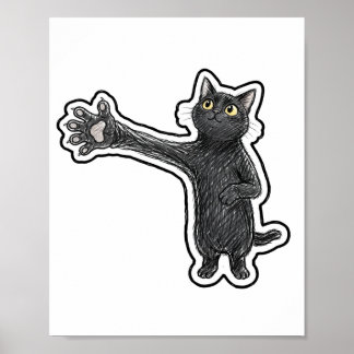 Affiche Chat noir à long bras