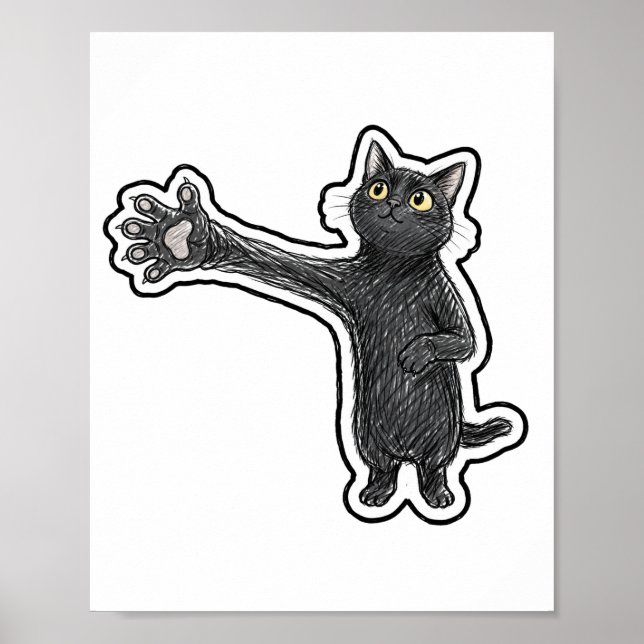 Affiche Chat noir à long bras (Devant)