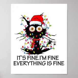 Affiche Chat noir amusant Ça va bien Je vais bien Tout va