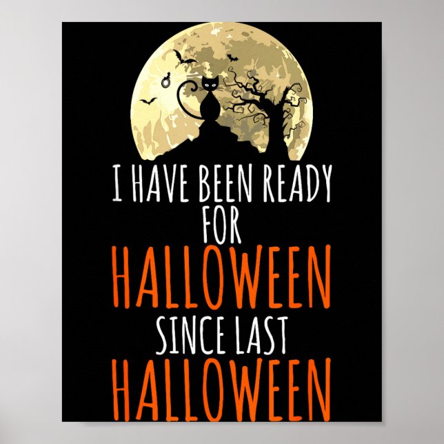 Affiche Chat noir arbre mort prêt pour Halloween  (Devant)