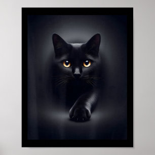 Affiche Chat noir aux yeux jaunes 