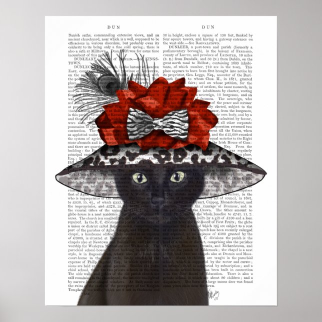 Affiche Chat noir avec Casquette fabuleux (Devant)