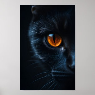 Affiche Chat noir avec œil ambre