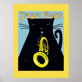 Affiche Chat noir avec trompette