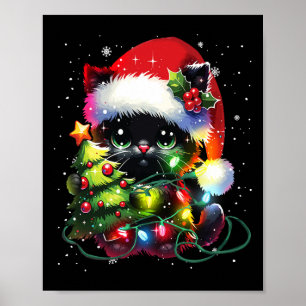 Affiche Chat Noir Chat Père Noël Tangé À Noël T