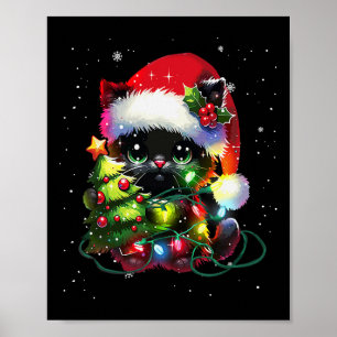 Affiche Chat Noir Chat Père Noël Tangé À Noël T