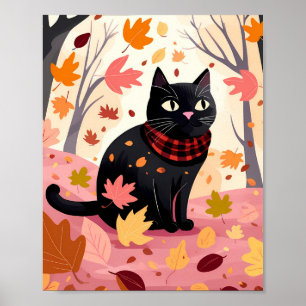 Affiche Chat noir dans la forêt