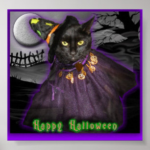 Affiche Chat noir de Halloween