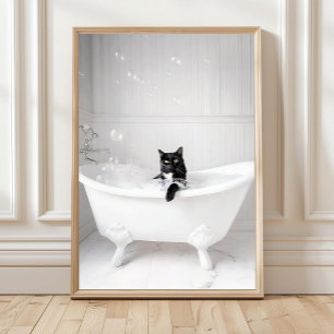 Affiche Chat Noir de Salle de Bain dans l'Impression de Ba