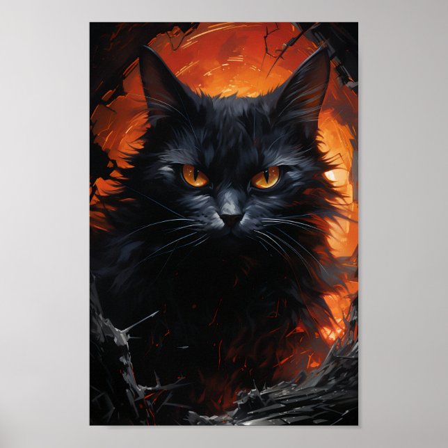 Affiche Chat noir d'Halloween (Devant)
