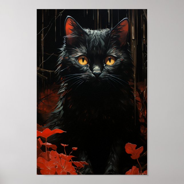Affiche Chat noir d'Halloween (Devant)